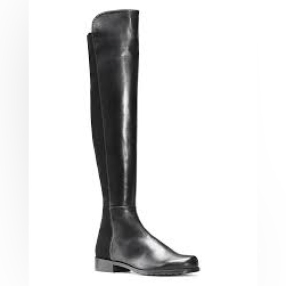 Stuart Weitzman 50/50 Lift Black Leather Stretch Over-The-Knee Boots